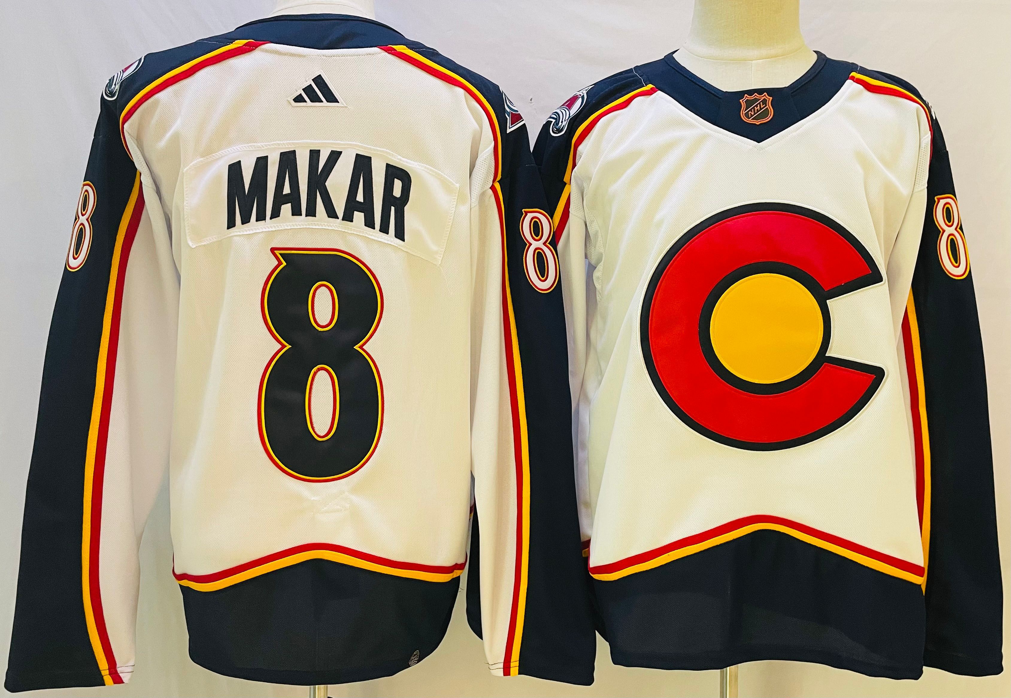 Men Colorado Avalanche #8 Makar Cream Throwback 2022 Adidas NHL Jersey